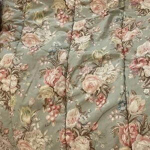 Ralph Lauren Sage Green CHARLOTTE Floral Cottage Roses FULL/QUEEN Comforter NICE